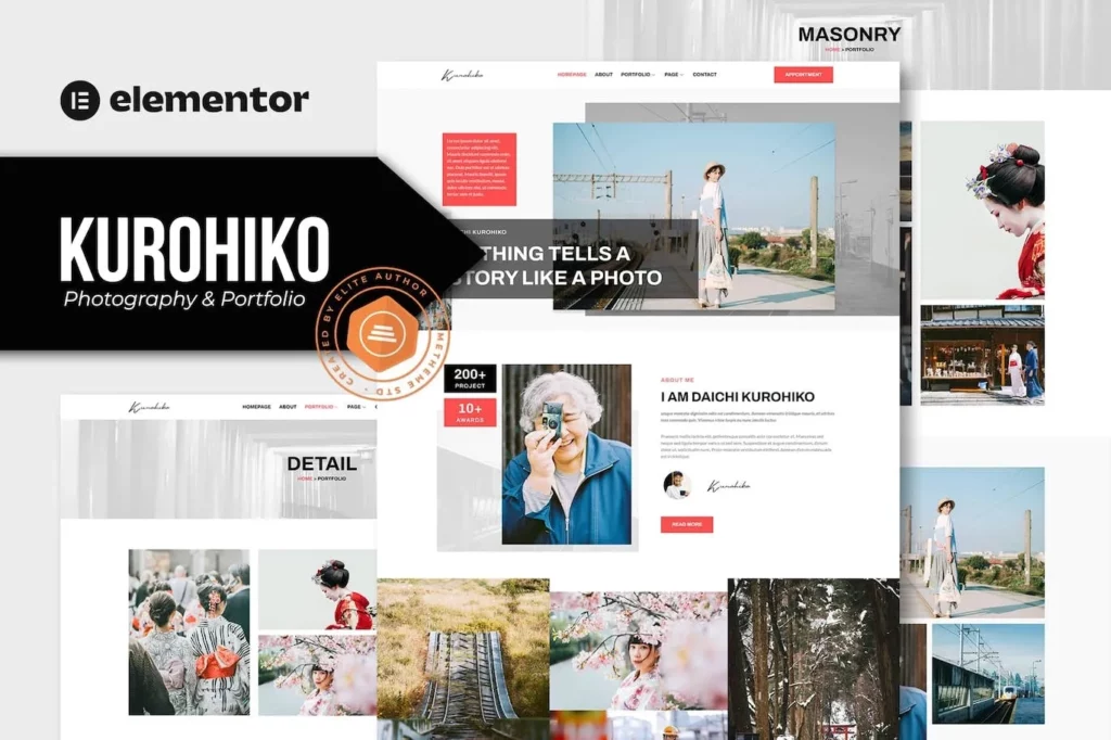 Kurohiko – Photography &amp; Portfolio Elementor Template Kit