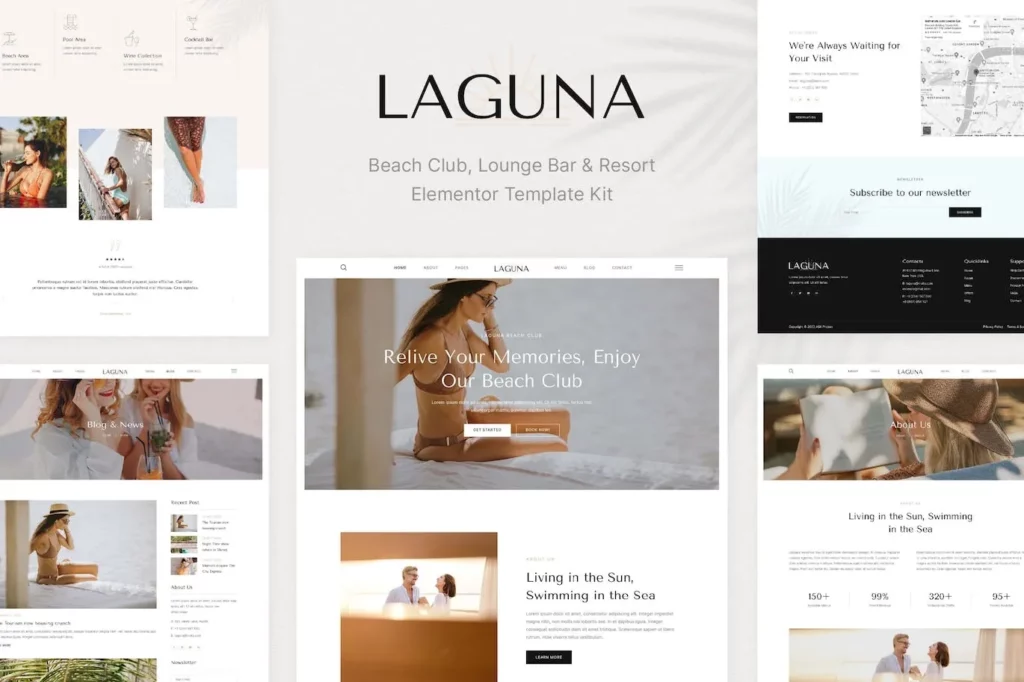 Laguna – Beach Club Lounge Bar &amp; Resort Elementor Template Kit