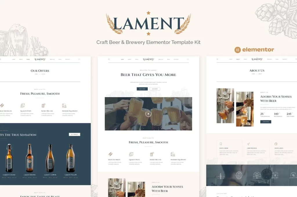 Lament – Craft Beer &amp; Brewery Elementor Template Kit