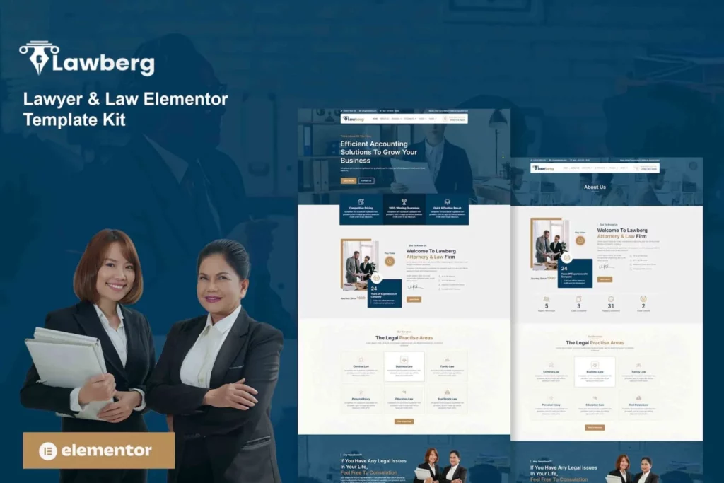 Lawberg – Lawyer &amp; Legal Firm Elementor Template Kit