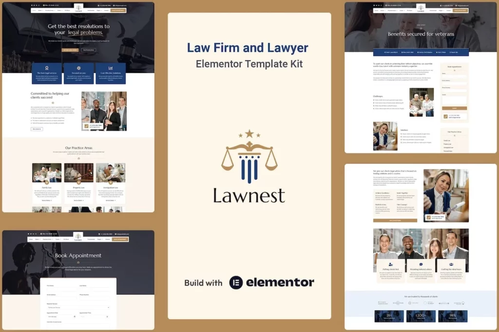 Lawnest – Law Firm &amp; Lawyer Elementor Pro Template Kit