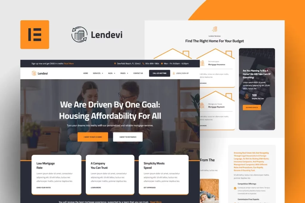 Lendevi – Mortgage Elementor Template Kit