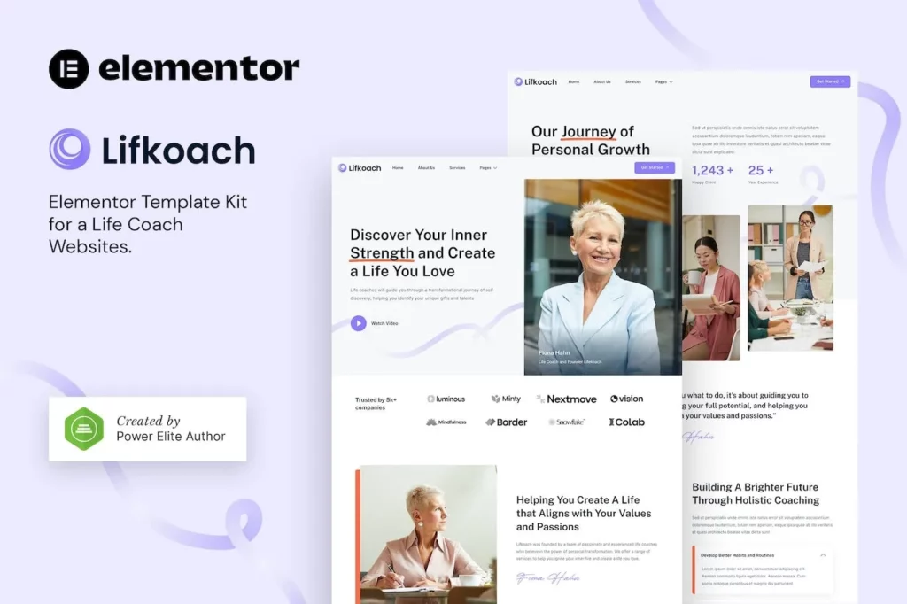Lifkoach – Life Coach &amp; Mentor Elementor Template Kit