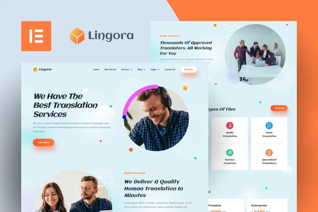 Lingora – Online Translation Services Elementor Template Kit