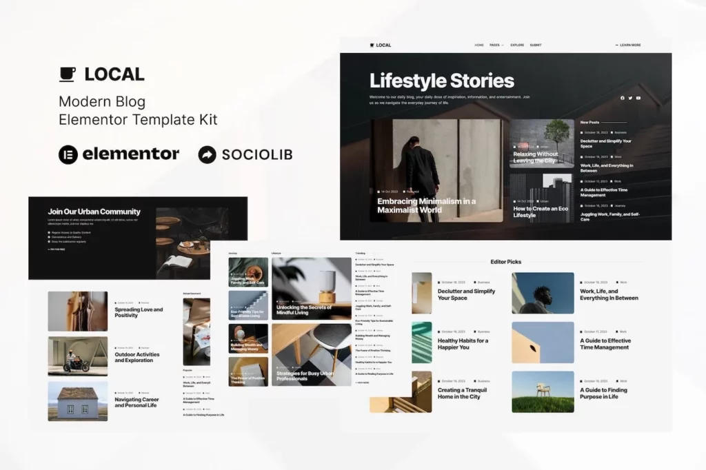 Local – Modern Blog &amp; Magazine Elementor Template Kit