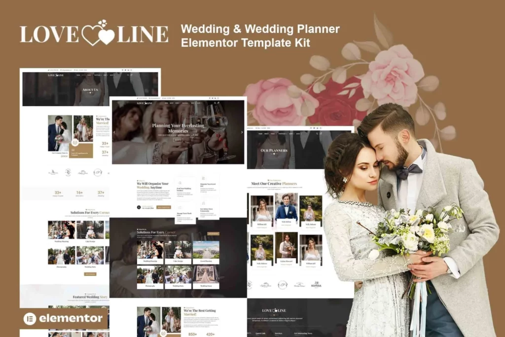 Loveline – Wedding &amp; Wedding Planner Elementor Pro Template Kit