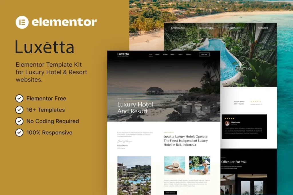 Luxetta – Luxury Hotel &amp; Resort Elementor Template Kit