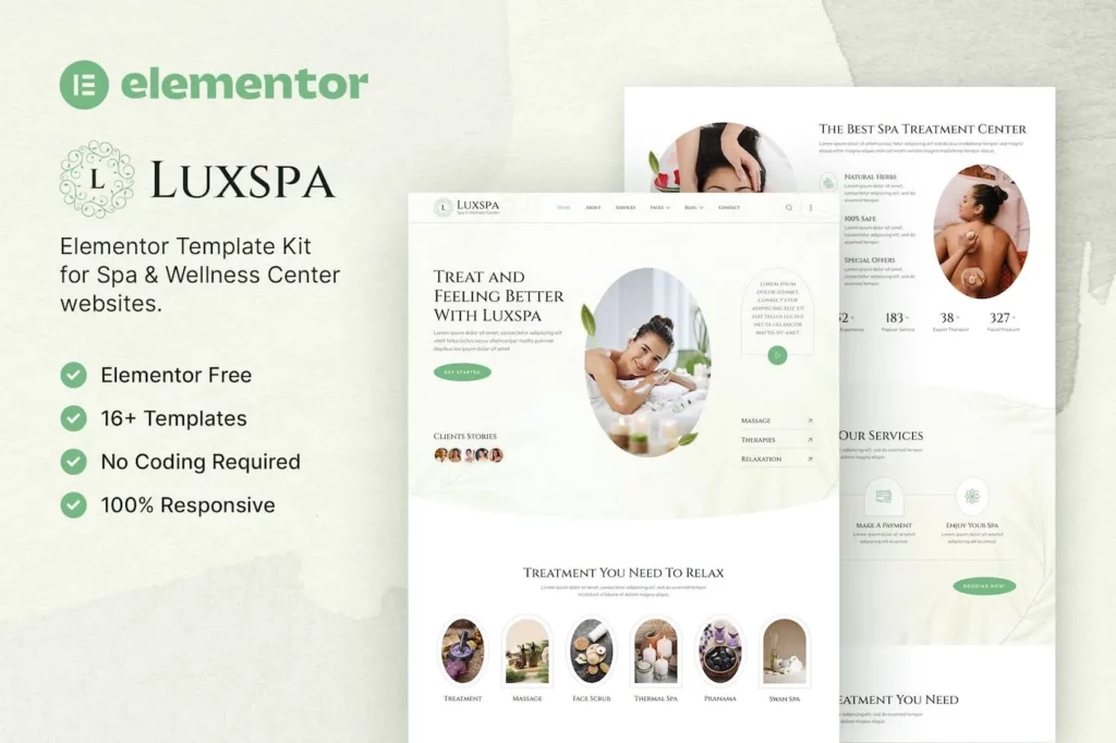 Luxspa – Spa &amp; Wellness Center Elementor Template Kit