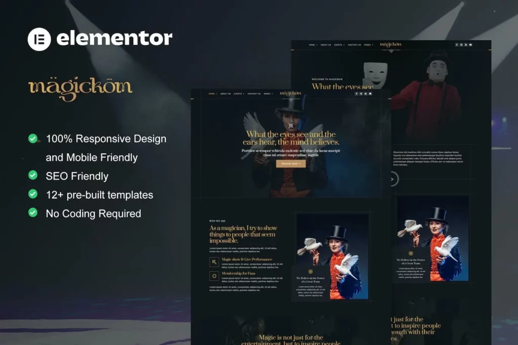 Magickom – Magician Elementor Template Kit