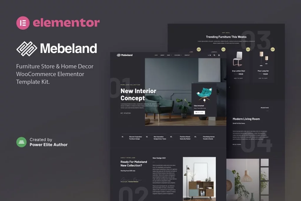 Mebeland – Furniture Store Elementor Pro Template Kit