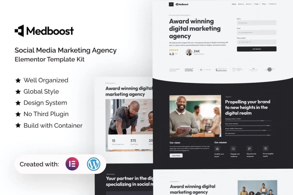 Medboost – Social Media Marketing Agency Elementor Template Kit