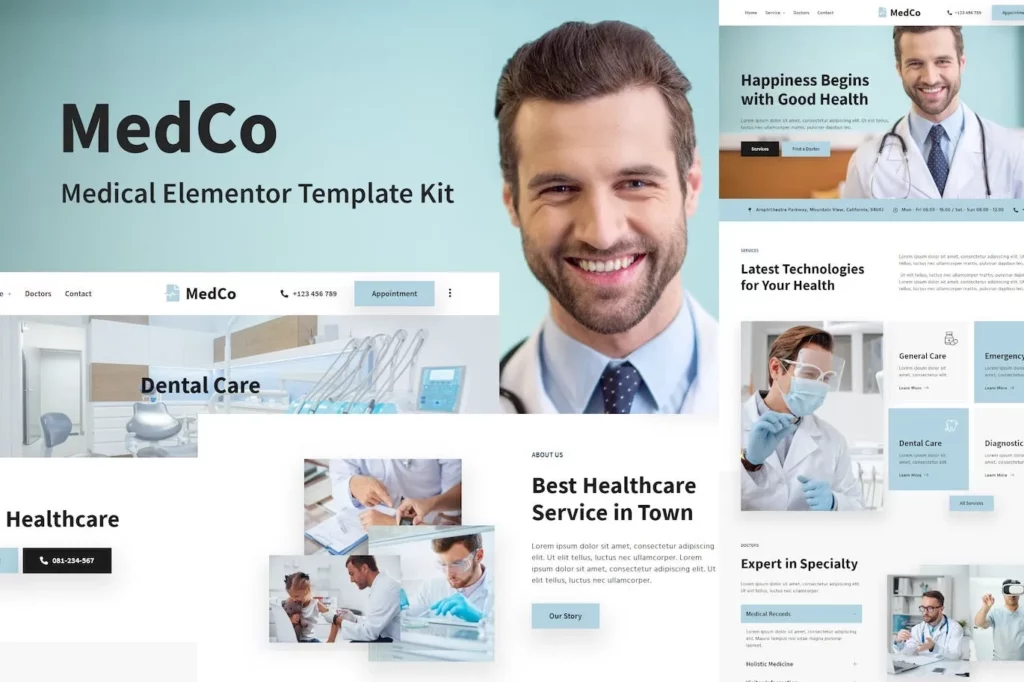 Medco – Medical Clinic &amp; Hospital Elementor Template Kit