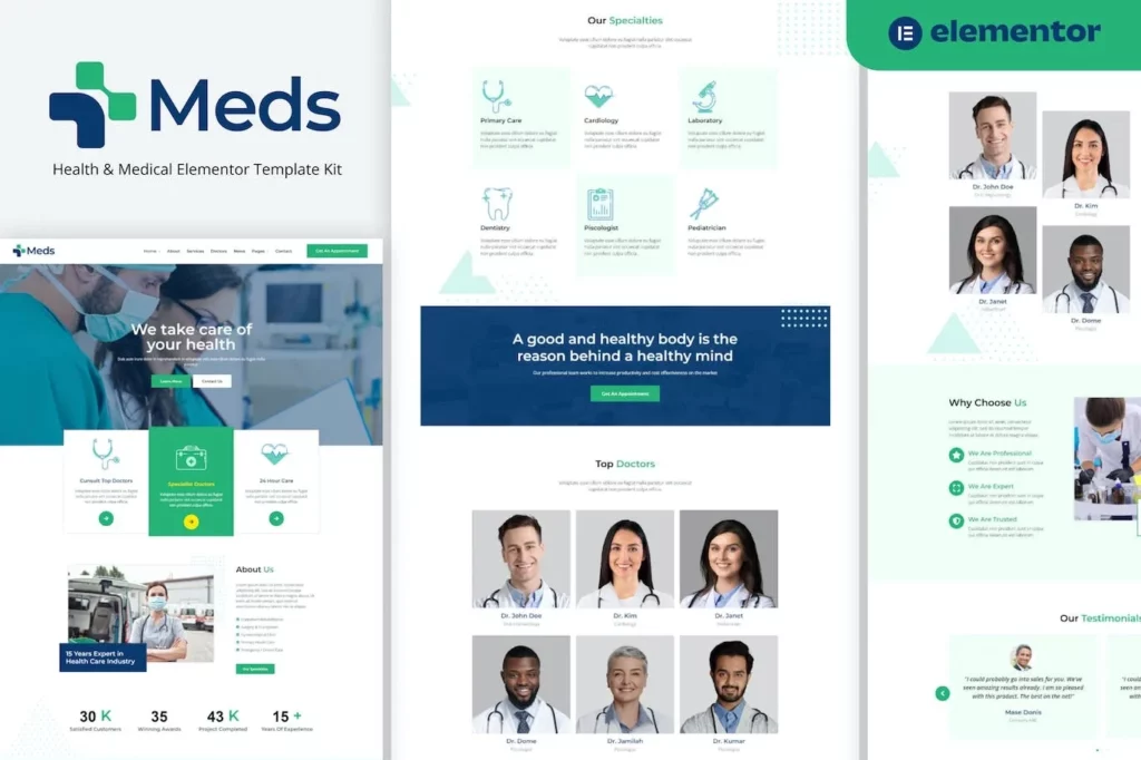 Meds – Health &amp; Medical Elementor Template Kit