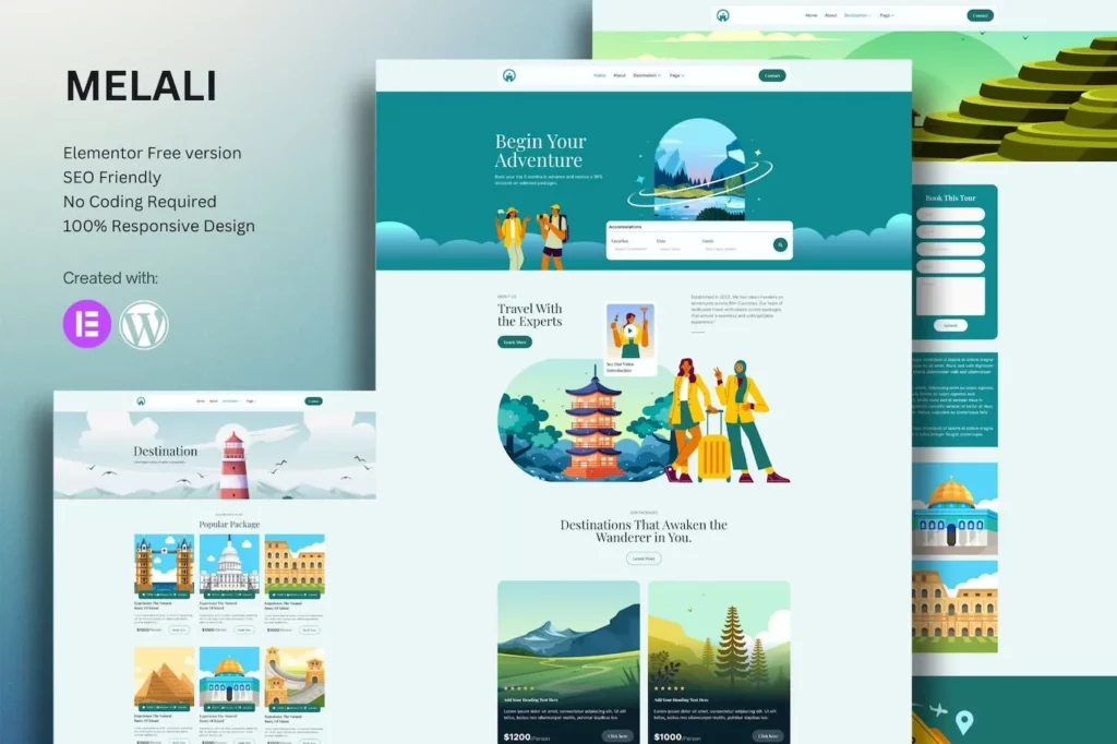 Melali – Tour &amp; Travel Agency Elementor Template Kit