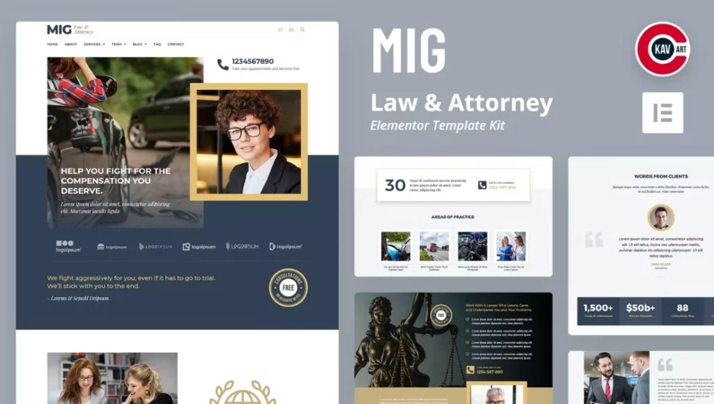 Mig – Law &amp; Attorney Elementor Template Kit