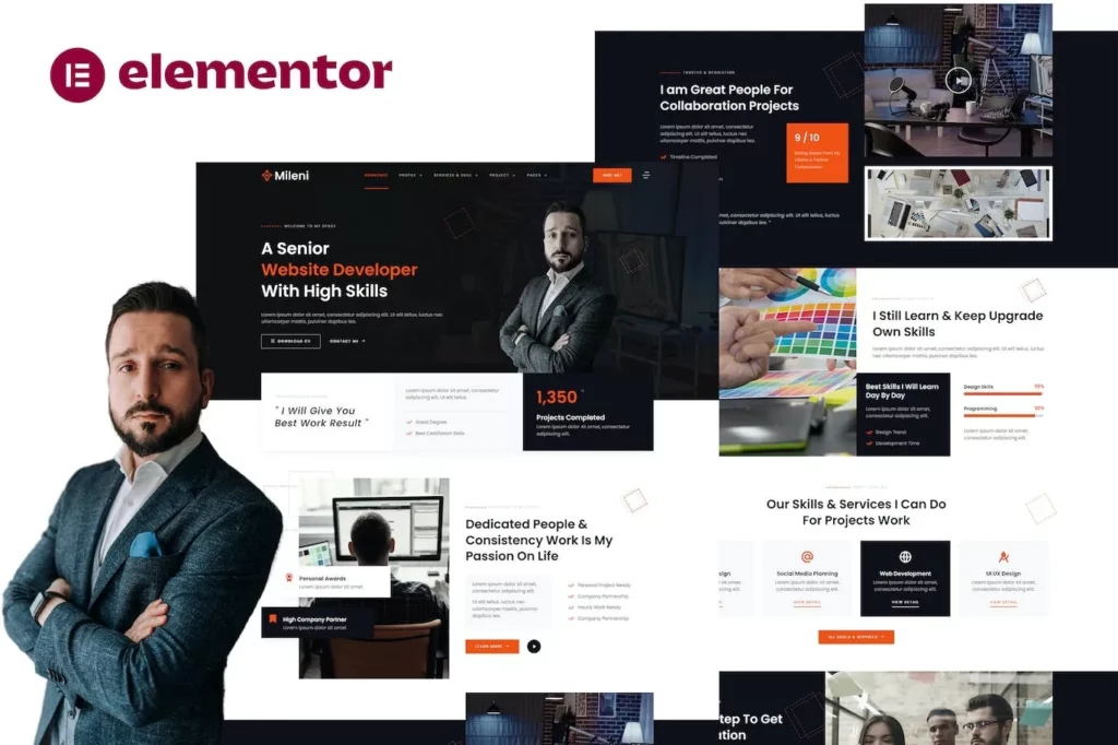 Mileni – Personal Freelancer &amp; Portfolio Showcase Elementor Pro Template Kit