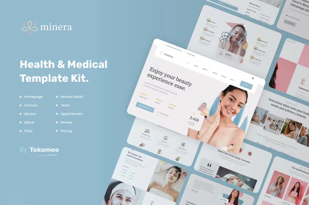 Minera | Skincare &amp; Dermatology Elementor Template Kit