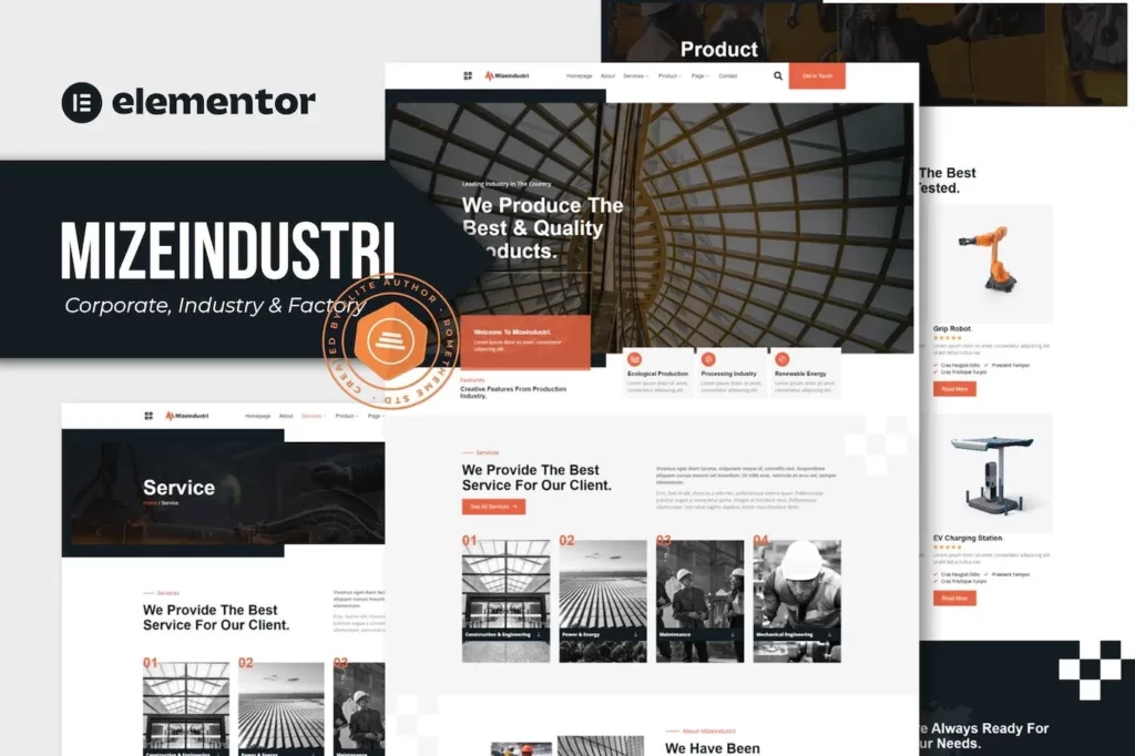 Mizeindustri – Corporate, Industry &amp; Factory Elementor Template Kit