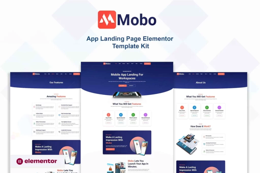 Mobo – App Landing Page Elementor Template Kit