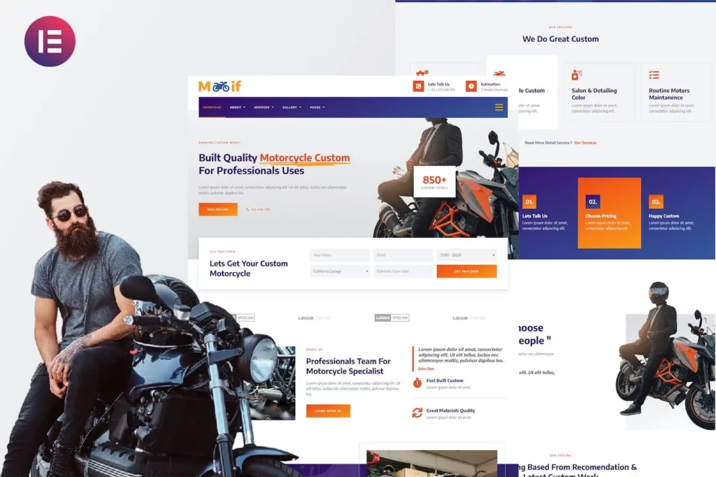 Modif – Custom Motorcycle Elementor Template Kit