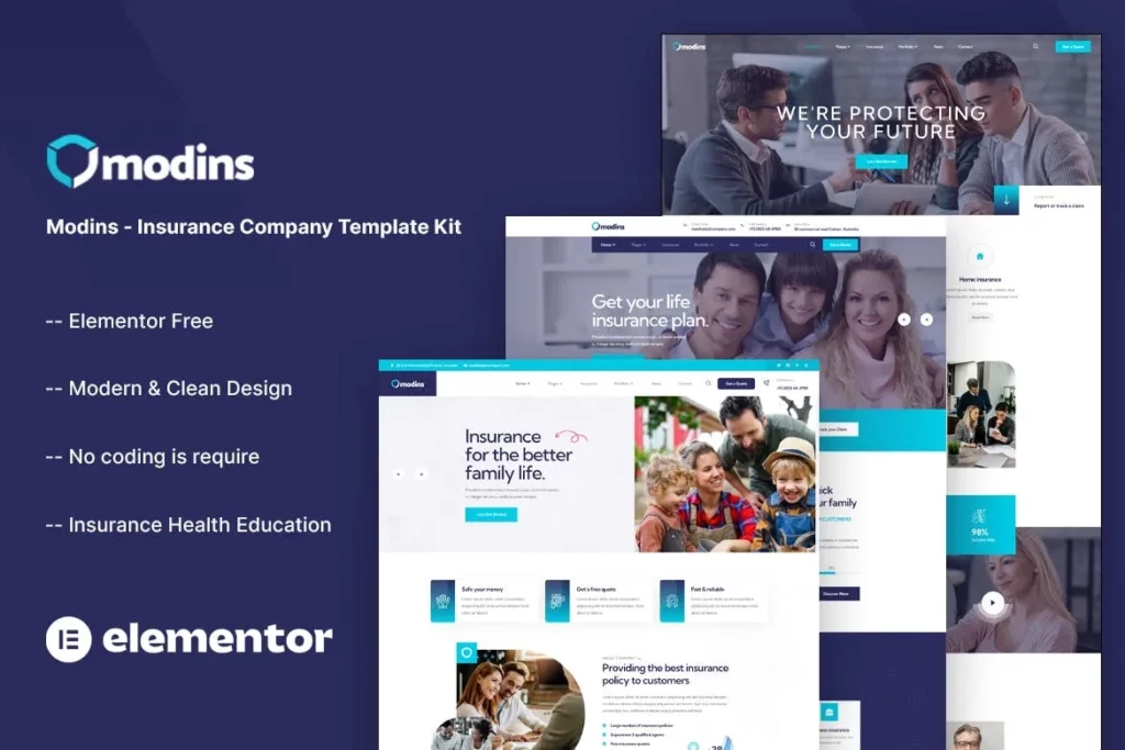 Modins – Insurance Company Elementor Template Kit
