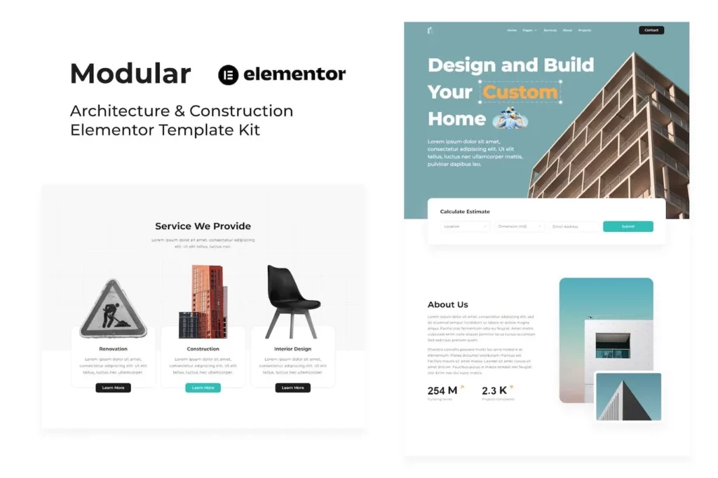 Modular – Architecture &amp; Construction Elementor Template Kit