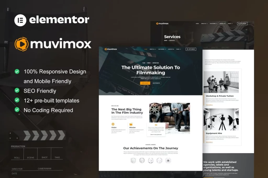 Muvimox – Film Maker &amp; Movie Studio Elementor Template Kit