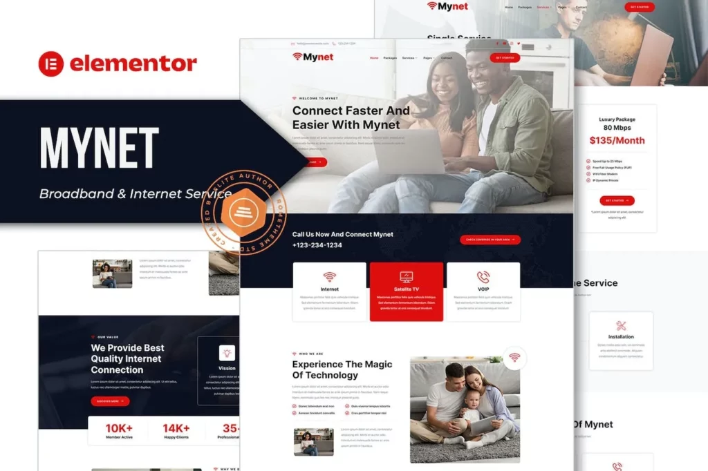 Mynet – Broadband &amp; Internet Service Provider Elementor Template Kit