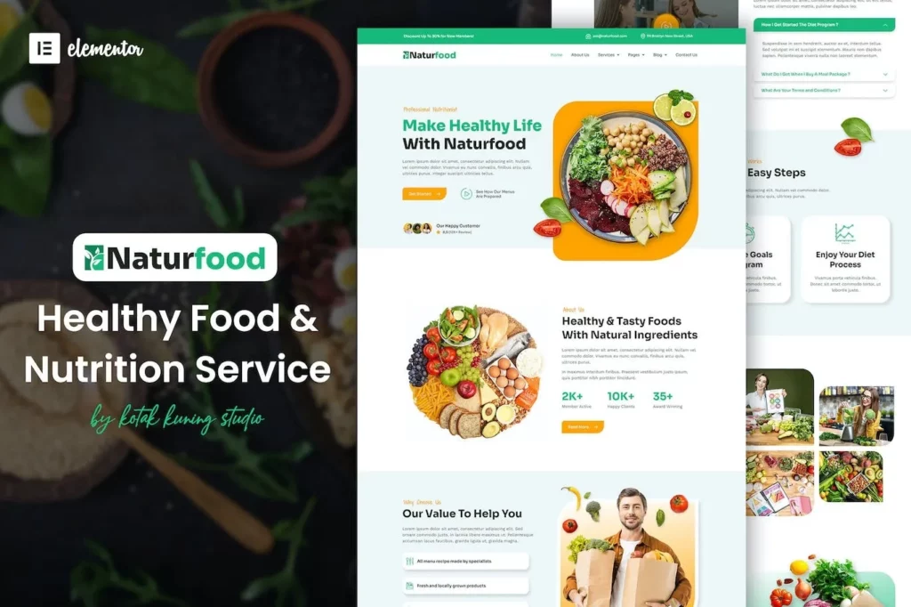 Naturfood – Healthy Food &amp; Nutrition Specialist Elementor Template Kit