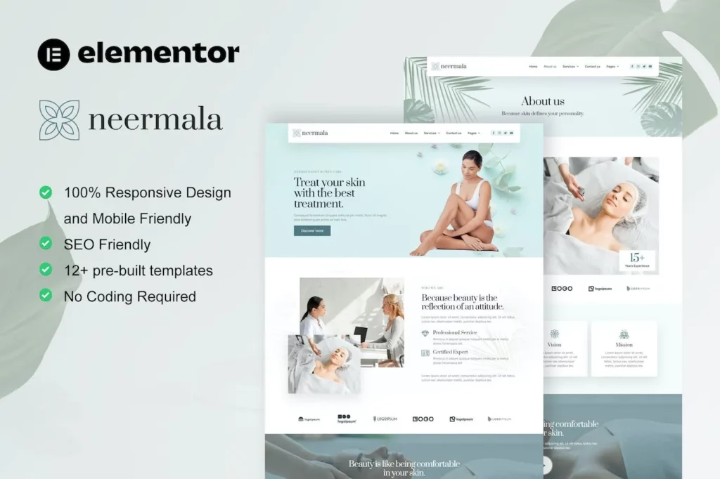 Neermala – Beauty Clinic &amp; Dermatology Elementor Template Kit