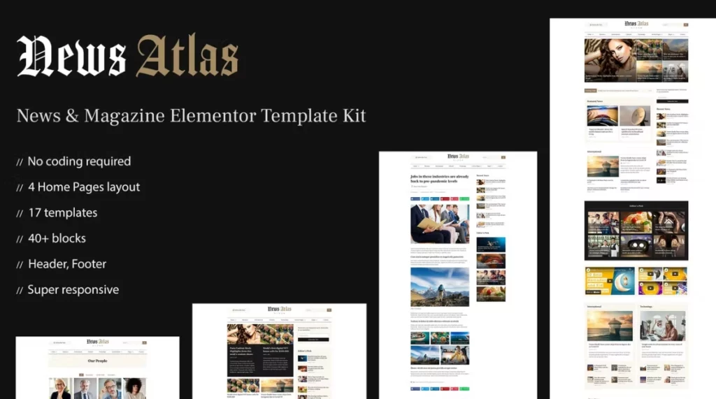 NewsAtlas – News &amp; Magazine Elementor Template Kit