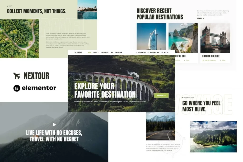Nextour – Tour Guide &amp; Travel Agency Elementor Template Kit