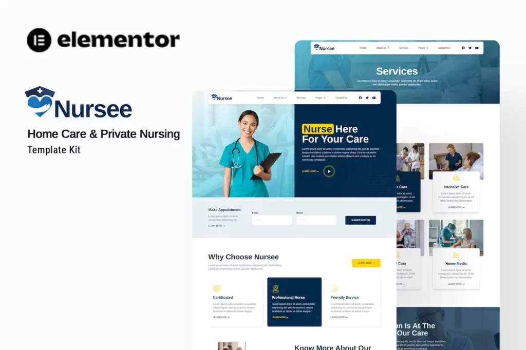 Nursee – Homecare &amp; Private Nursing Elementor Template Kit
