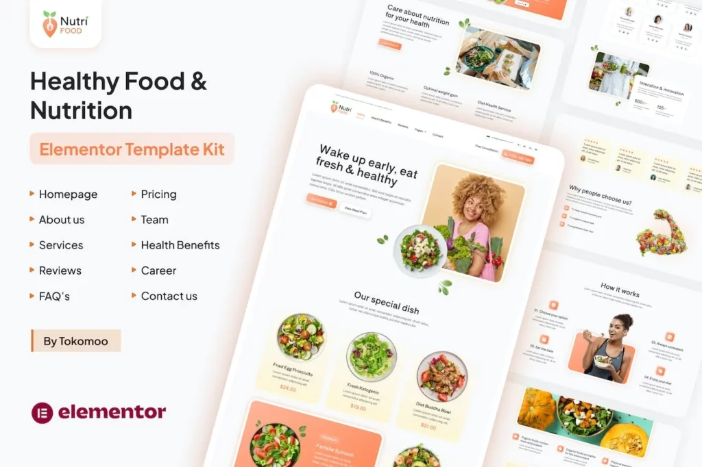 Nutri Food – Healthy Food &amp; Nutrition Elementor Pro Template Kit