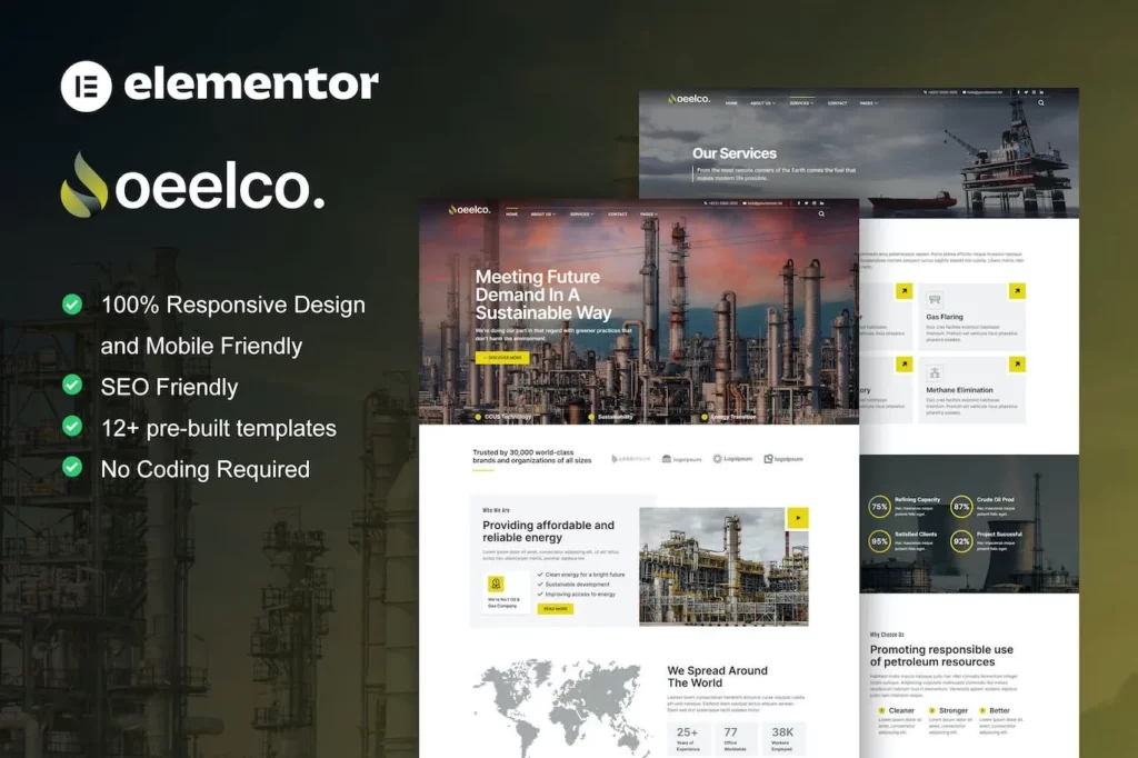 Oeelco – Oil Company &amp; Industrial Elementor Template Kit