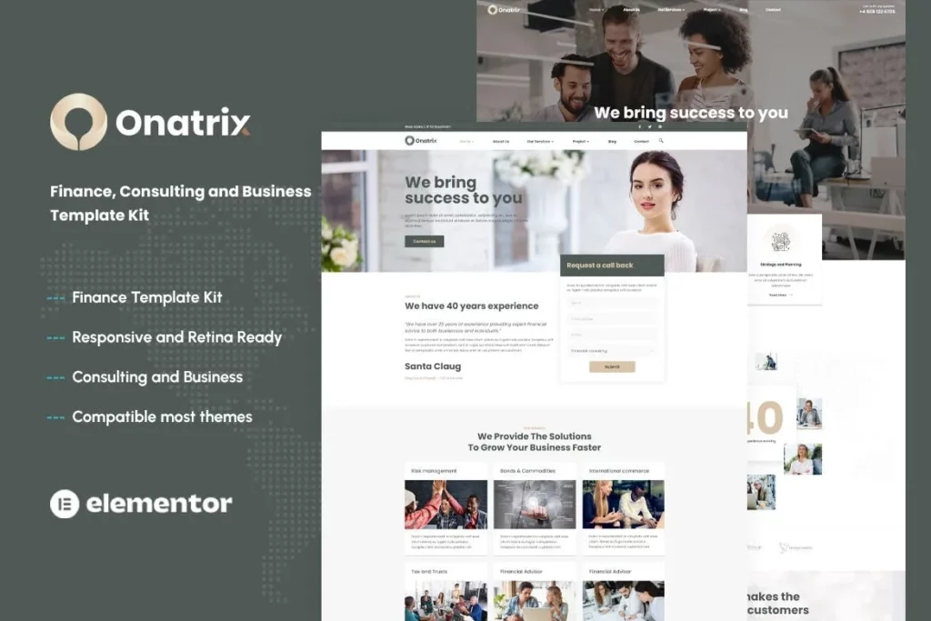 Onatrix – Finance Consulting &amp; Business Elementor Template Kit