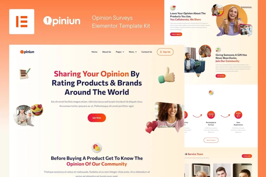 Opiniun – Opinion Surveys Elementor Template Kit