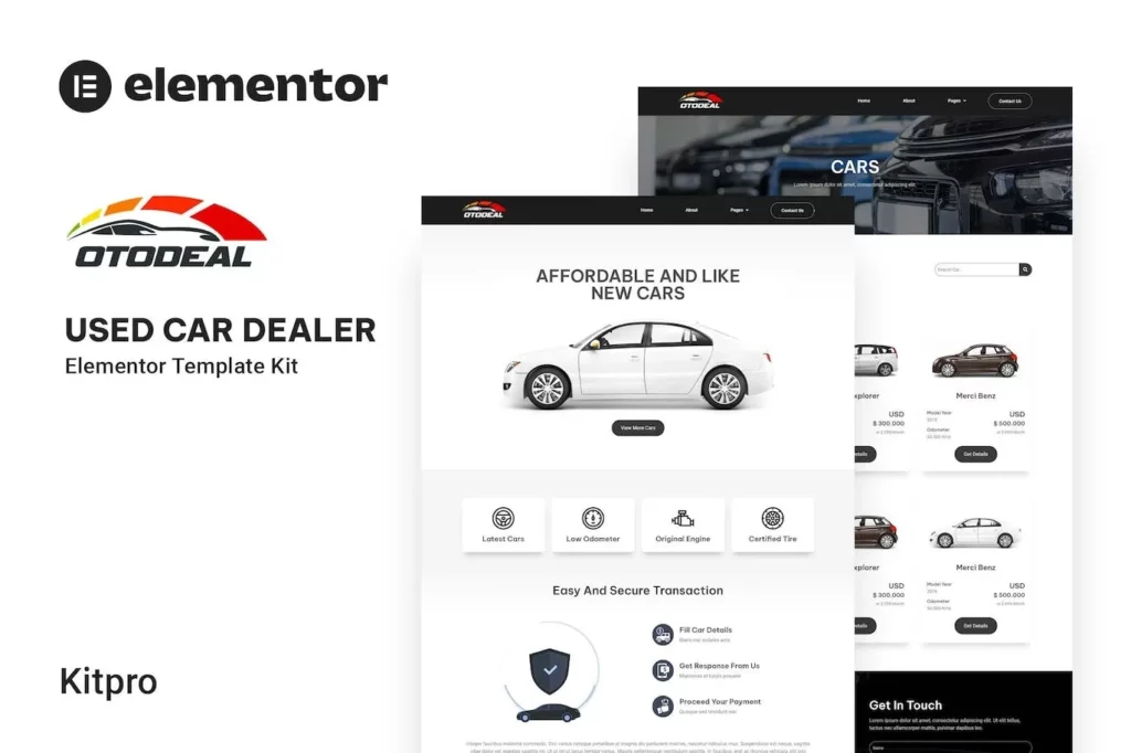 Otodeal – Used Car Dealer Elementor Template Kit