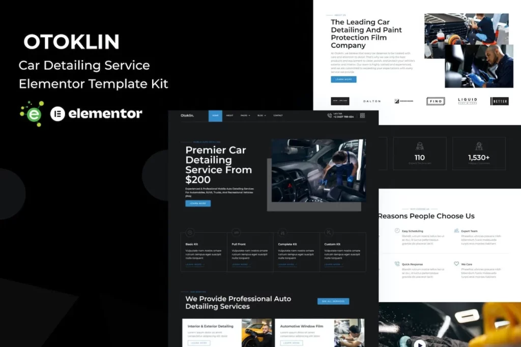 Otoklin – Car Detailing Service Elementor Pro Template Kit