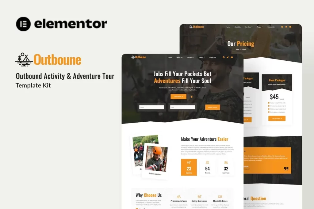 Outbone – Outbond Activity &amp; Adventure Tour Elementor Template Kit