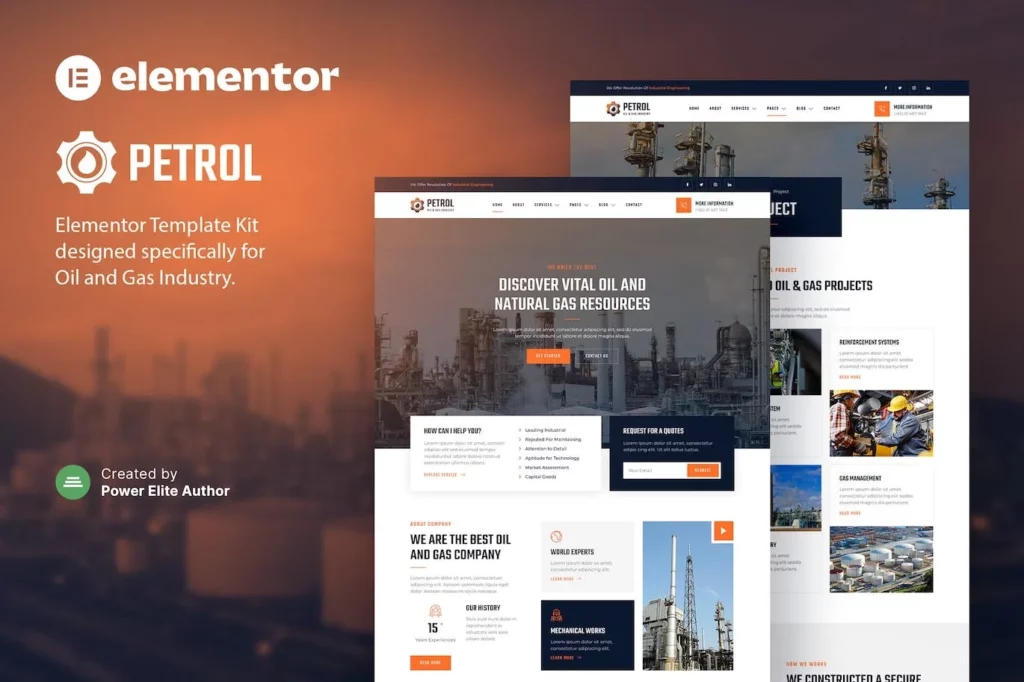 Petrol – Oil &amp; Gas Industry Elementor Template Kit