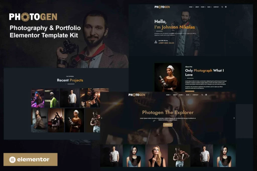 Photogen – Photography &amp; Portfolio Elementor Template Kit