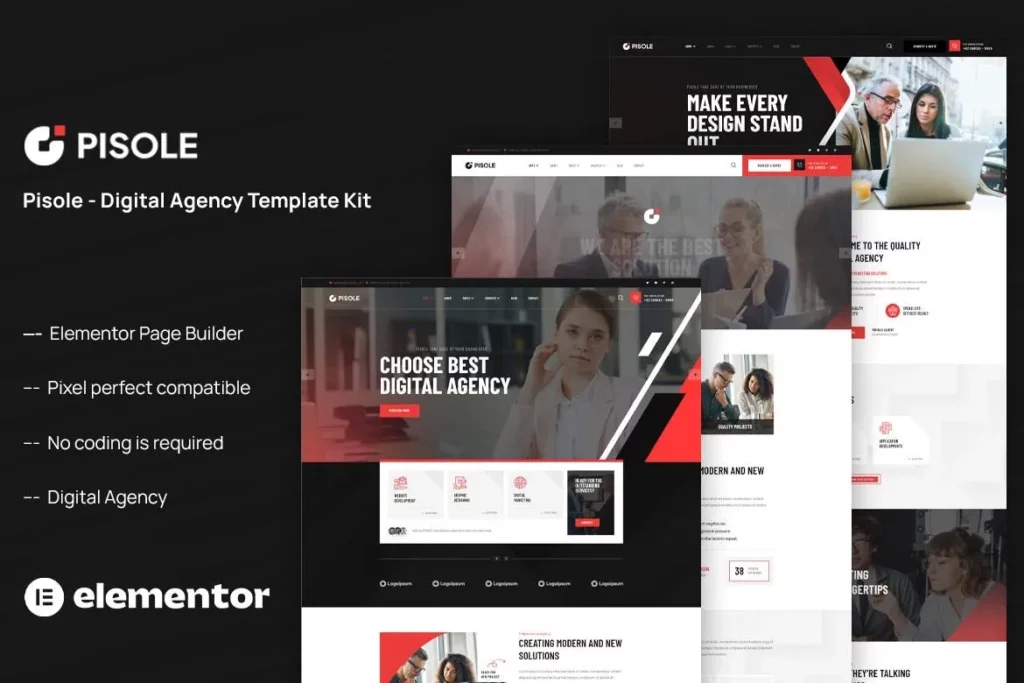 Pisole – Digital Agency Elementor Template Kit
