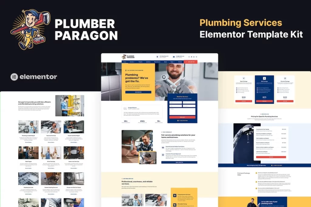 Plumber Paragon – Plumbing Services Elementor Pro Template Kit