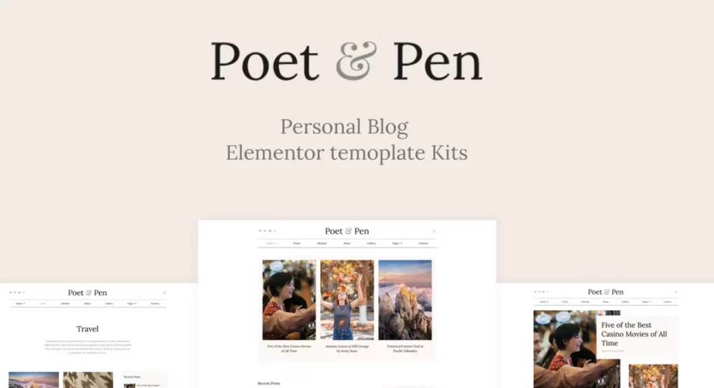 Poet &amp; Pen – Personal Blog Elementor Template Kit