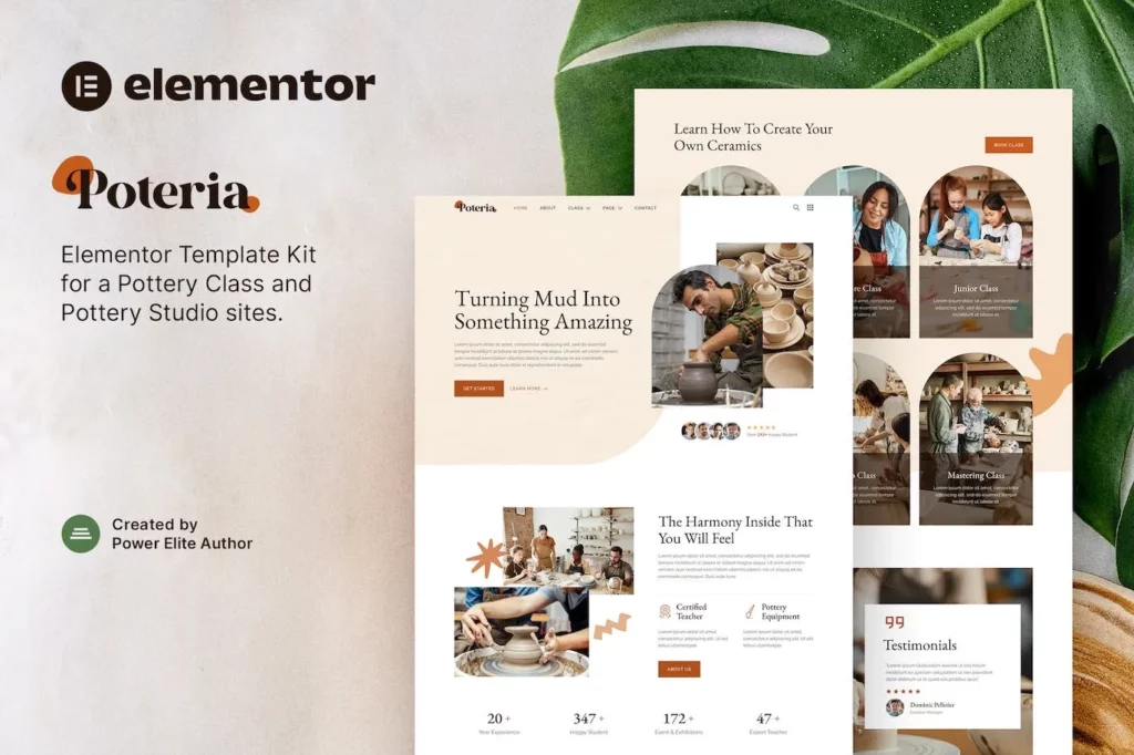 Poteria – Pottery Class &amp; Studio Elementor Template Kit