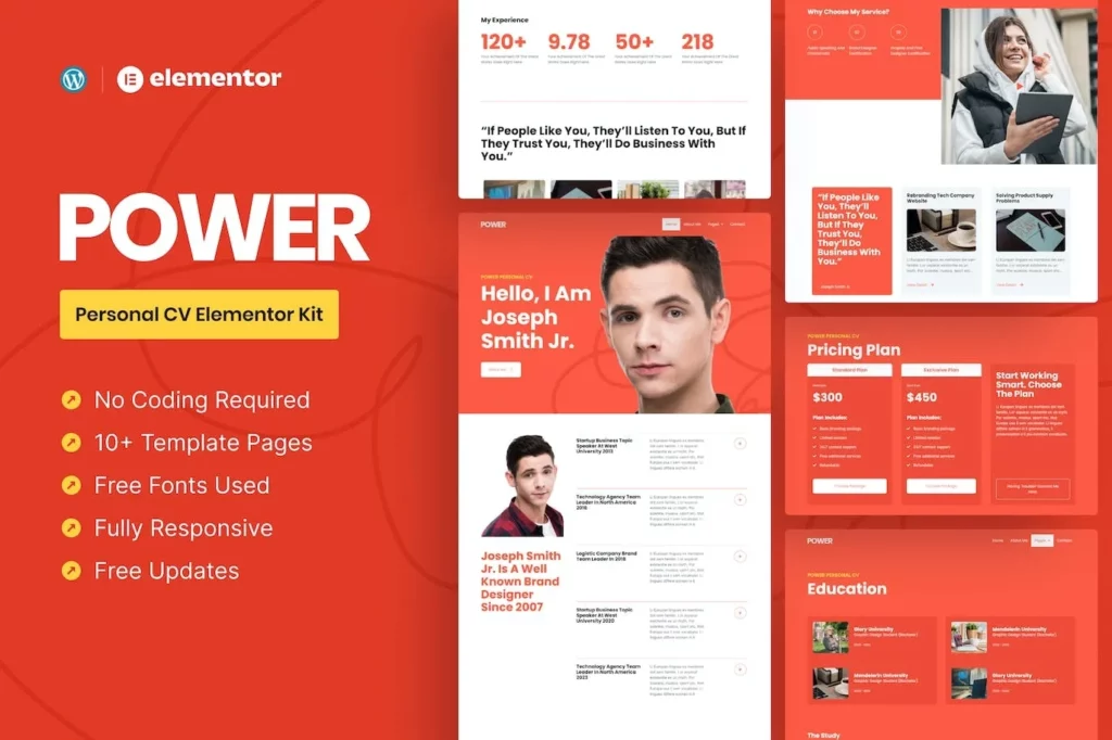 Power – Personal CV Elementor Pro Template Kit