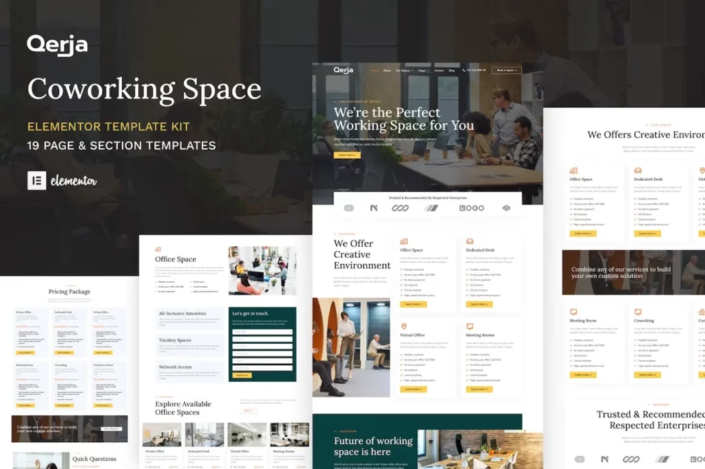 Qerja – Coworking Space WordPress Elementor Template Kit