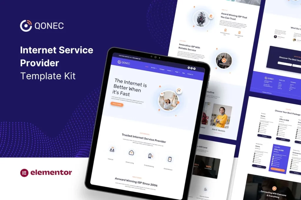 Qonec – Broadband &amp; Internet Service Provider Template Kit