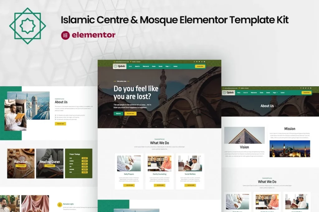 Qubsh – Islamic Centre &amp; Mosque Elementor Template Kit